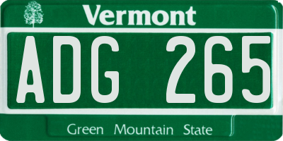 VT license plate ADG265