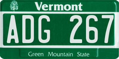 VT license plate ADG267
