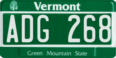 VT license plate ADG268