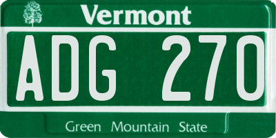 VT license plate ADG270