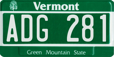 VT license plate ADG281