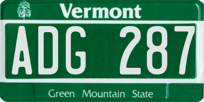 VT license plate ADG287