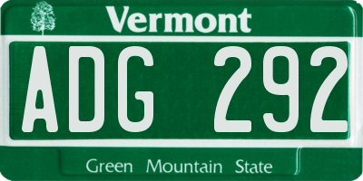 VT license plate ADG292