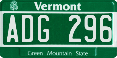 VT license plate ADG296
