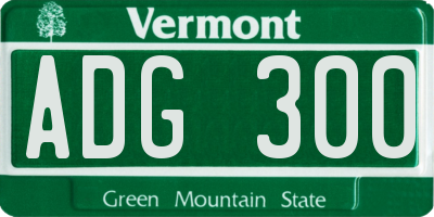 VT license plate ADG300
