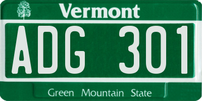 VT license plate ADG301