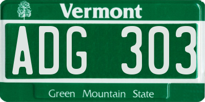 VT license plate ADG303