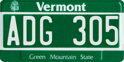 VT license plate ADG305