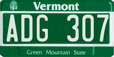 VT license plate ADG307
