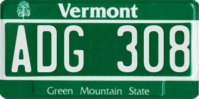 VT license plate ADG308
