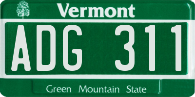 VT license plate ADG311