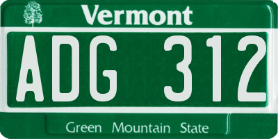 VT license plate ADG312