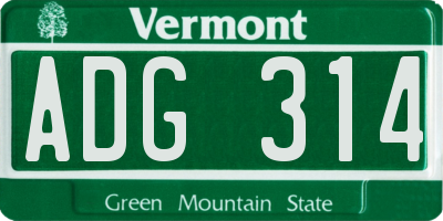VT license plate ADG314