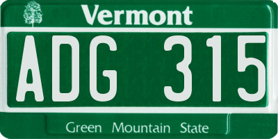 VT license plate ADG315