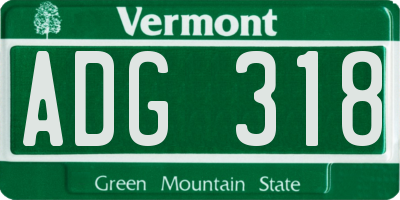 VT license plate ADG318