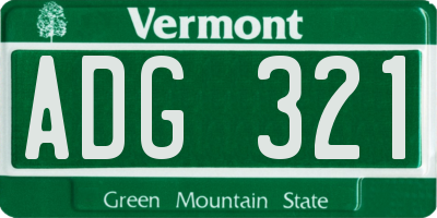 VT license plate ADG321