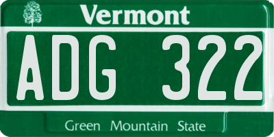 VT license plate ADG322