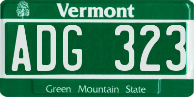 VT license plate ADG323