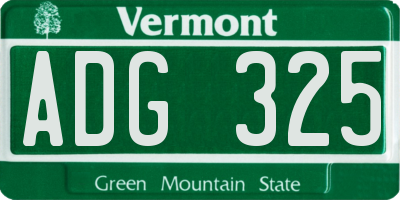 VT license plate ADG325