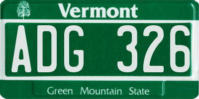 VT license plate ADG326