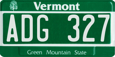 VT license plate ADG327