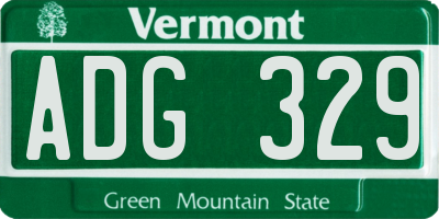 VT license plate ADG329