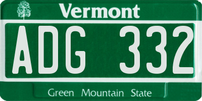 VT license plate ADG332