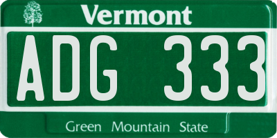 VT license plate ADG333