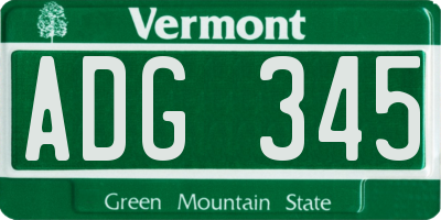 VT license plate ADG345