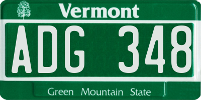 VT license plate ADG348