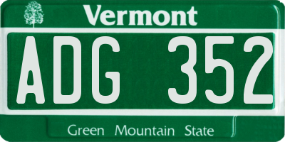 VT license plate ADG352