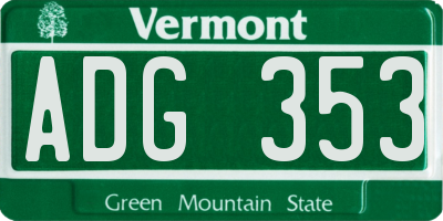 VT license plate ADG353