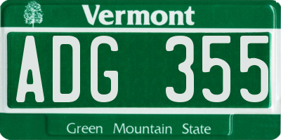 VT license plate ADG355