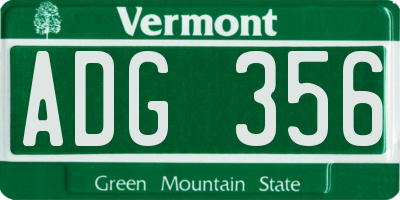 VT license plate ADG356