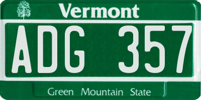 VT license plate ADG357