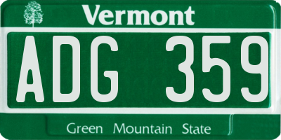 VT license plate ADG359