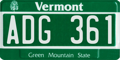 VT license plate ADG361