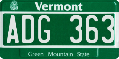 VT license plate ADG363
