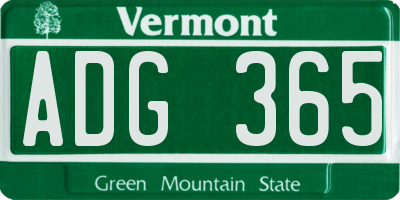 VT license plate ADG365