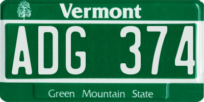 VT license plate ADG374