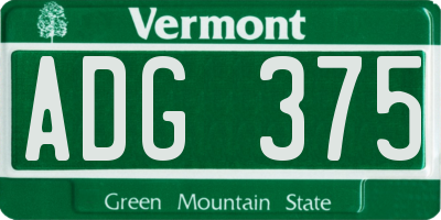 VT license plate ADG375