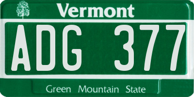 VT license plate ADG377