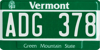 VT license plate ADG378