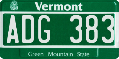 VT license plate ADG383