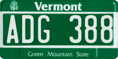 VT license plate ADG388