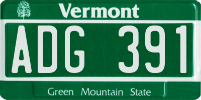 VT license plate ADG391