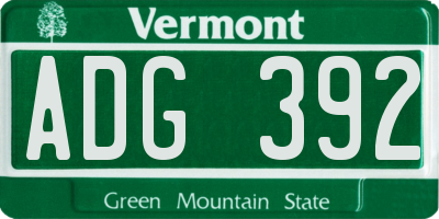 VT license plate ADG392
