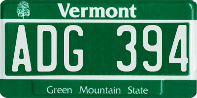 VT license plate ADG394