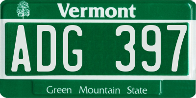 VT license plate ADG397