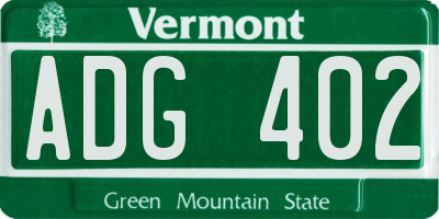 VT license plate ADG402